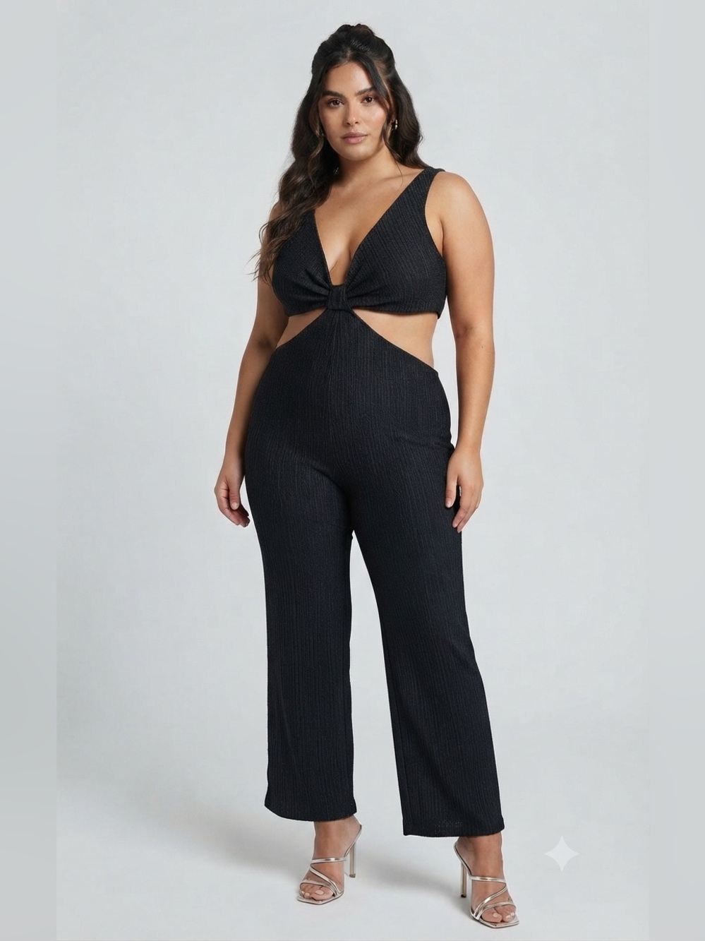 TOPSHOP Cutout Crinkle Wide-Leg Jumpsuit